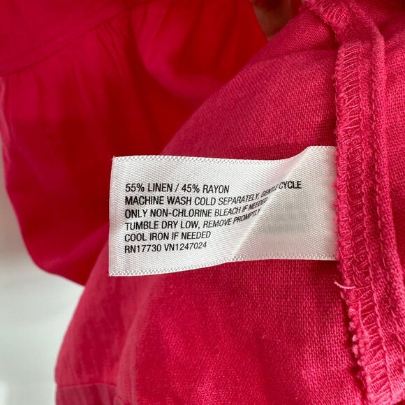 3/$25 Universal Thread Linen Blend Mini Dress XS Babydoll‎ Short Sleeves Pink - Picture 7 of 8